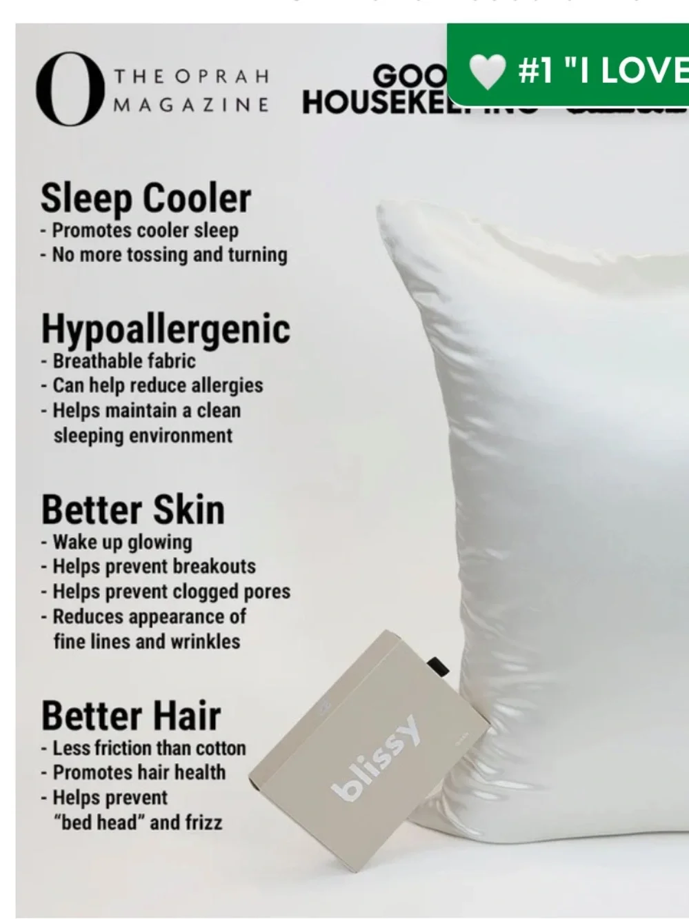 2 Pack - Blissy 100% Mulberry Silk Pillowcase - White - King
